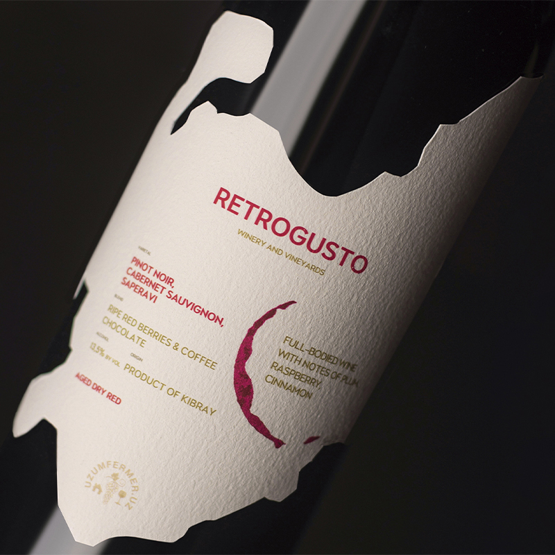 Packaging design for Retrogusto wine brand